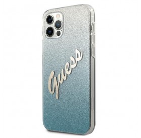 Guess GUHCP12LPCUGLSBL iPhone 12 Pro Max 6,7" niebieski/blue hardcase Glitter Gradient Script