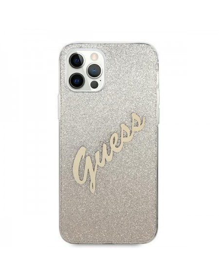 Guess GUHCP12LPCUGLSGO iPhone 12 Pro Max 6,7" złoty/gold hardcase Glitter Gradient Script