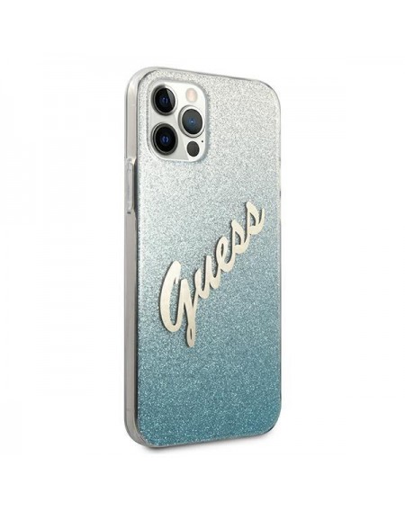 Guess GUHCP12MPCUGLSBL iPhone 12/12 Pro 6,1" niebieski/blue hardcase Glitter Gradient Script
