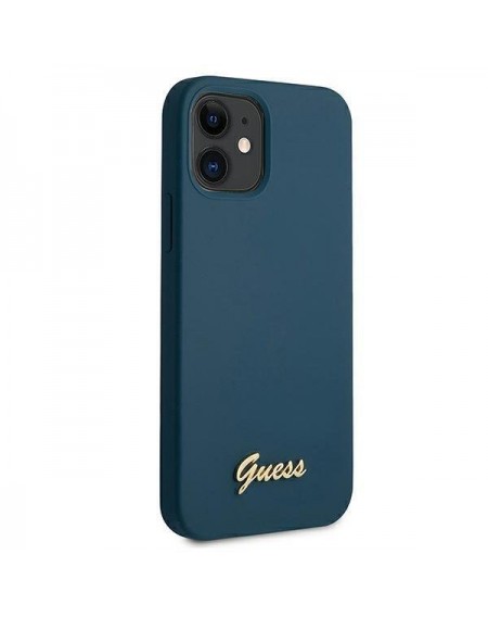 Guess GUHCP12SLSLMGBL iPhone 12 mini 5,4" niebieski/blue hardcase Metal Logo Script