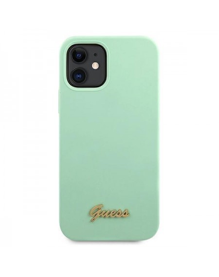 Guess GUHCP12SLSLMGGN iPhone 12 mini 5,4" zielony/green hardcase Metal Logo Script