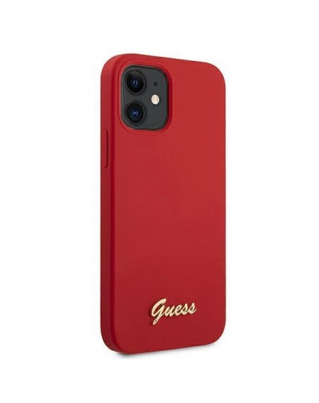 Guess GUHCP12SLSLMGRE iPhone 12 mini 5,4" czerwony/red hardcase Metal Logo Script