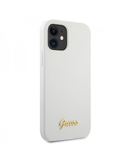 Guess GUHCP12SLSLMGWH iPhone 12 mini 5,4" biały/white hardcase Metal Logo Script