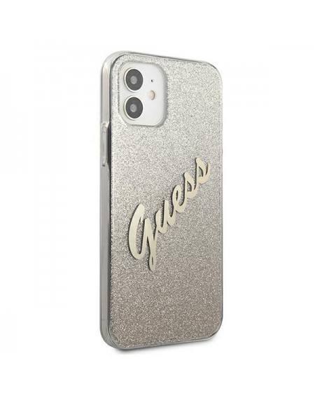 Guess GUHCP12SPCUGLSGO iPhone 12 mini 5,4" złoty/gold hardcase Glitter Gradient Script
