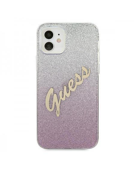 Guess GUHCP12SPCUGLSPI iPhone 12 mini 5,4" różowy/pink hardcase Glitter Gradient Script