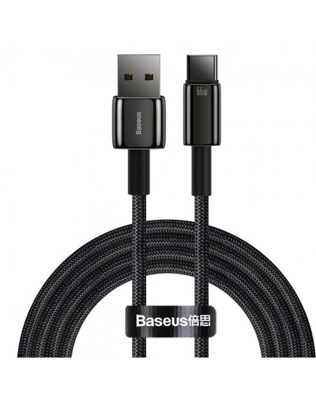 Baseus Tungsten USB - USB Type C cable 66 W (11 V / 6 A) Quick Charge AFC FCP SCP 2 m black (CATWJ-C01)