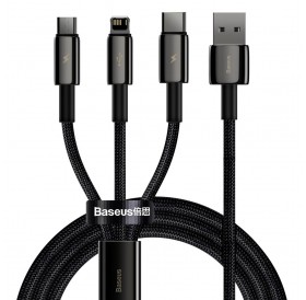 Baseus Tungsten 3in1 USB cable - USB Type C / Lightning / micro USB 3.5 A 1.5 m black (CAMLTWJ-01)