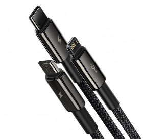 Baseus Tungsten 3in1 USB cable - USB Type C / Lightning / micro USB 3.5 A 1.5 m black (CAMLTWJ-01)