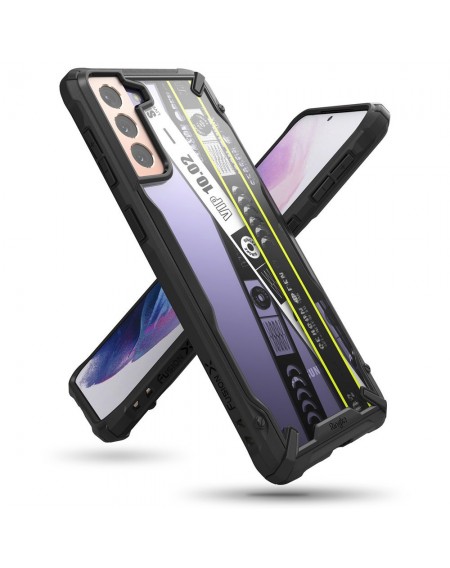 Ringke Fusion X Design durable PC Case with TPU Bumper for Samsung Galaxy S21+ 5G (S21 Plus 5G) black (Ticket band) (XDSG0052)