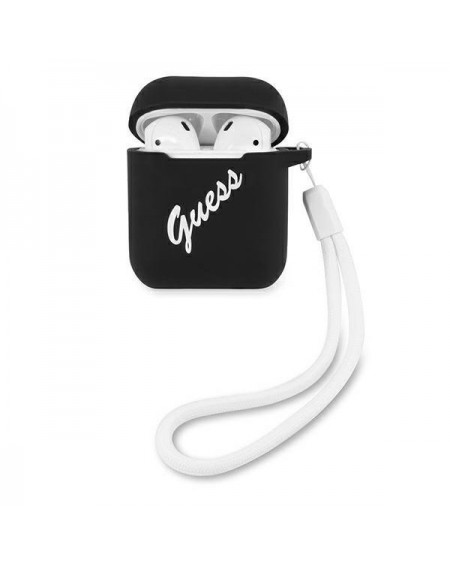 Guess GUACA2LSVSBW AirPods cover czarno biały/black white Silicone Vintage