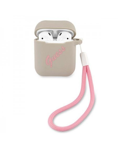 Guess GUACA2LSVSGP AirPods cover szaro różowy/grey pink Silicone Vintage