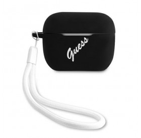 Guess GUACAPLSVSBW AirPods Pro cover czarno biały/black white Silicone Vintage
