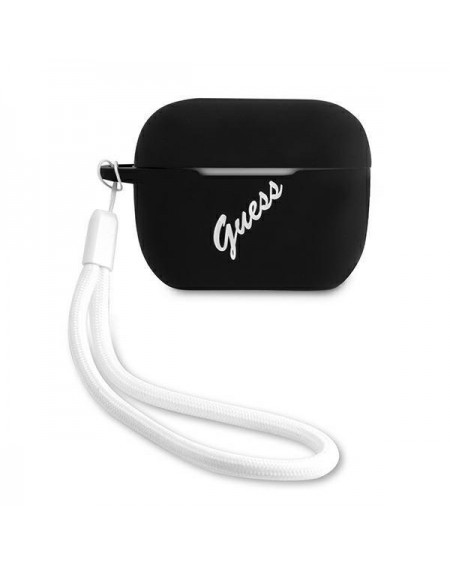 Guess GUACAPLSVSBW AirPods Pro cover czarno biały/black white Silicone Vintage
