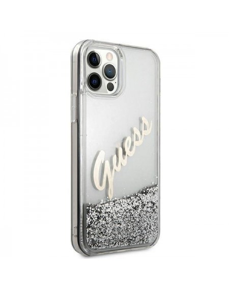 Guess GUHCP12LGLVSSI iPhone 12 Pro Max 6,7" srebrny/silver hardcase Glitter Vintage Script