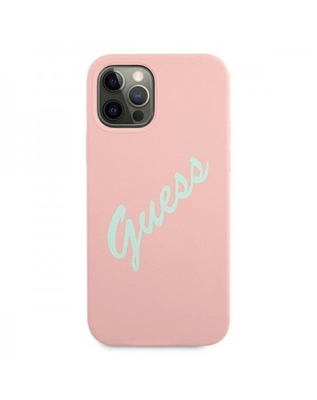 Guess GUHCP12MLSVSPG iPhone 12/12 Pro 6,1" różowo zielony/green pink hardcase Silicone Vintage