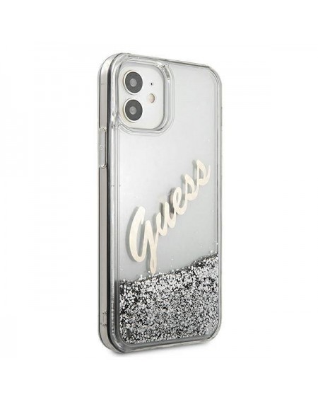 Guess GUHCP12SGLVSSI iPhone 12 mini 5,4" srebrny/silver hardcase Glitter Vintage Script
