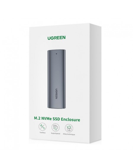 Ugreen M.2 SSD bay USB 3.2 Gen 2 drive (SuperSpeed USB 10 Gbps) + USB Type C cable 0.5m gray (CM400 10902)