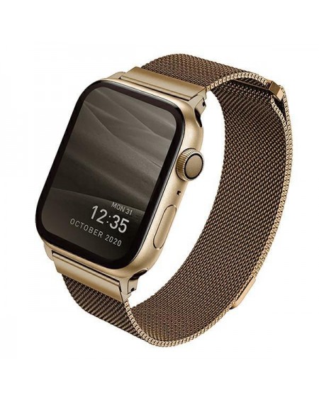 UNIQ pasek Dante Apple Watch Series 4/5/6/7/8/SE/SE2 42/44/45mm Stainless Steel złoty/carmel gold
