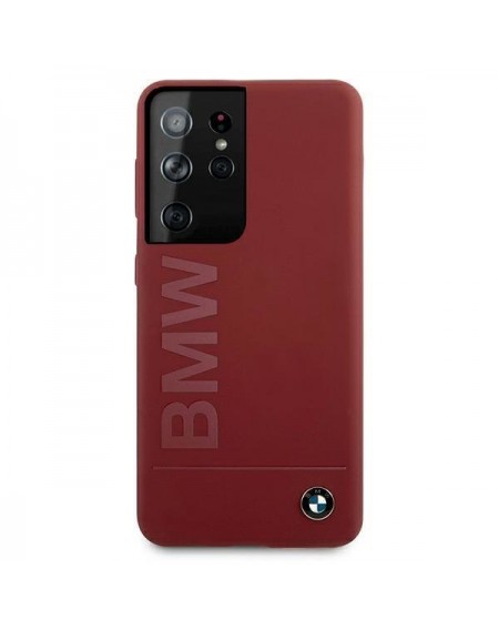 Etui BMW BMHCS21LSLBLRE S21 Ultra G998 czerwony/red hardcase Silicone Signature Logo