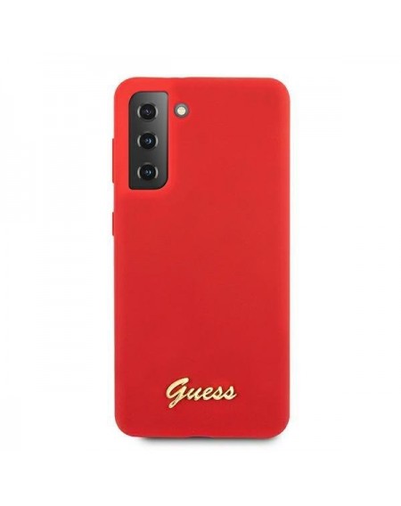 Guess GUHCS21MLSLMGRE S21+ G996 czerwony/red hardcase Silicone Script Metal Logo