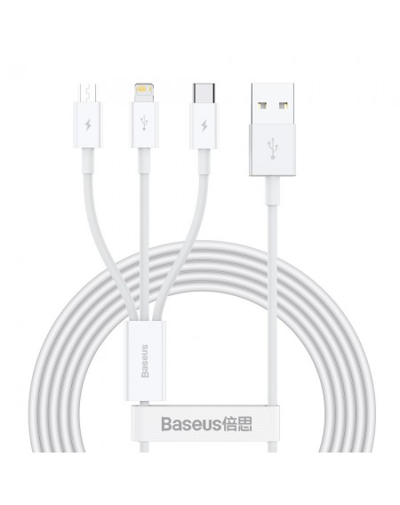 Baseus Superior 3in1 USB cable - Lightning / USB Type C / micro USB 3.5 A 1.5 m White (CAMLTYS-02)