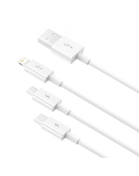 Baseus Superior 3in1 USB cable - Lightning / USB Type C / micro USB 3.5 A 1.5 m White (CAMLTYS-02)