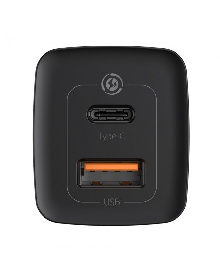 Baseus GaN2 Lite Fast 65W USB / USB Type C Quick Charge 3.0 Power Delivery (Gallium Nitride) Black (CCGAN2L-B01)