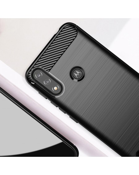 Carbon Case Flexible Cover Sleeve Motorola Moto E7 Power black