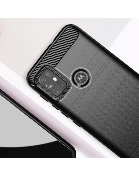 Carbon Case Flexible Cover Sleeve for Motorola Moto G30 / Moto G20 / Moto G10 black