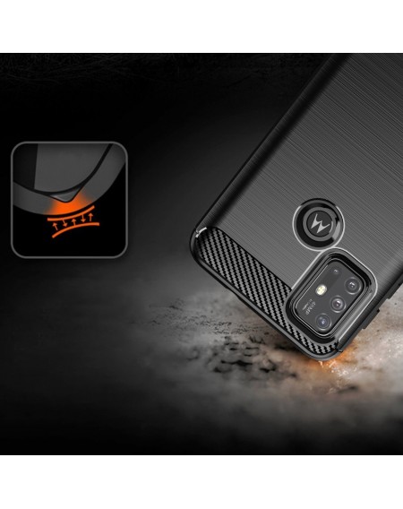 Carbon Case Flexible Cover Sleeve for Motorola Moto G30 / Moto G20 / Moto G10 black