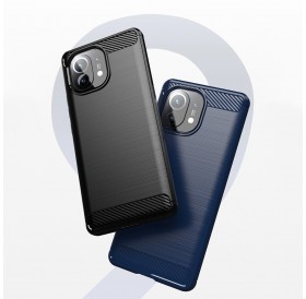 Carbon Case Flexible Cover TPU Case for Xiaomi Mi 11 blue