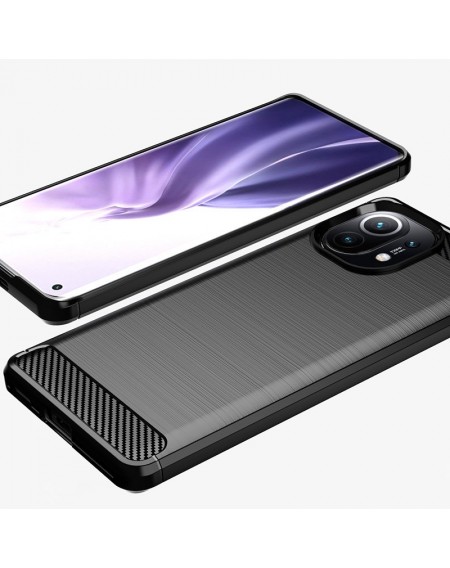 Carbon Case Flexible Cover TPU Case for Xiaomi Mi 11 blue