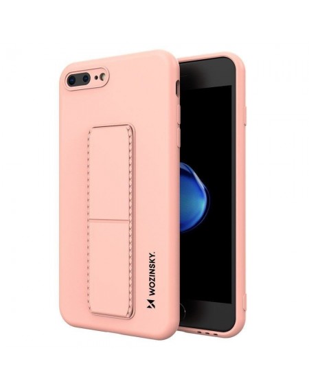 Wozinsky Kickstand Case iPhone 8 Plus / iPhone 7 Plus pink silicone case with stand