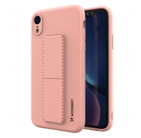 Wozinsky Kickstand Case silicone case with stand for iPhone XR pink