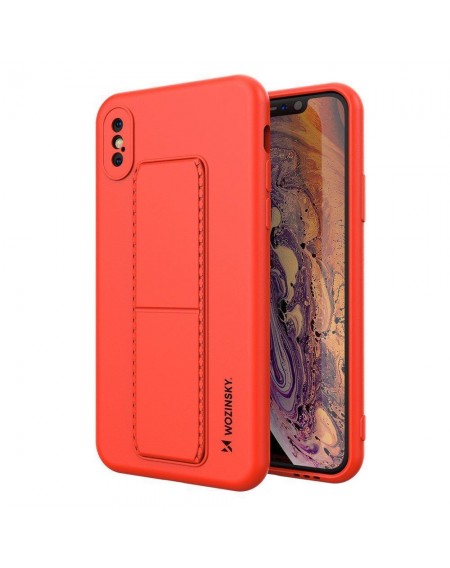 Wozinsky Kickstand Case iPhone XS / iPhone X red silicone cover with stand