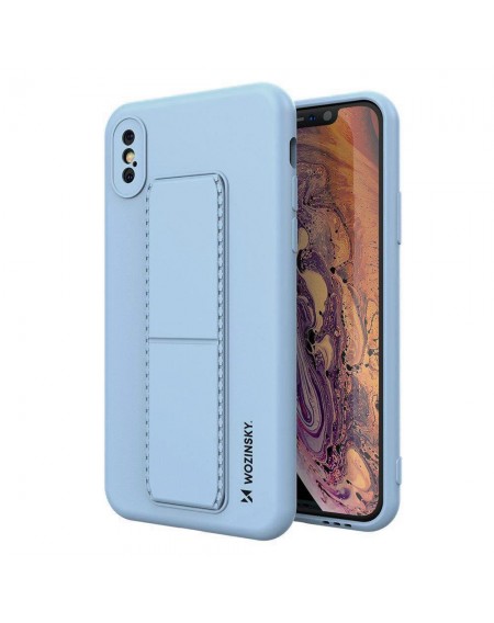 Wozinsky Kickstand Case silicone case with stand for iPhone XS / iPhone X light blue