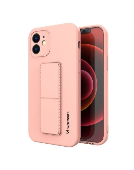 Wozinsky Kickstand Case silicone case with stand for iPhone XS Max pink