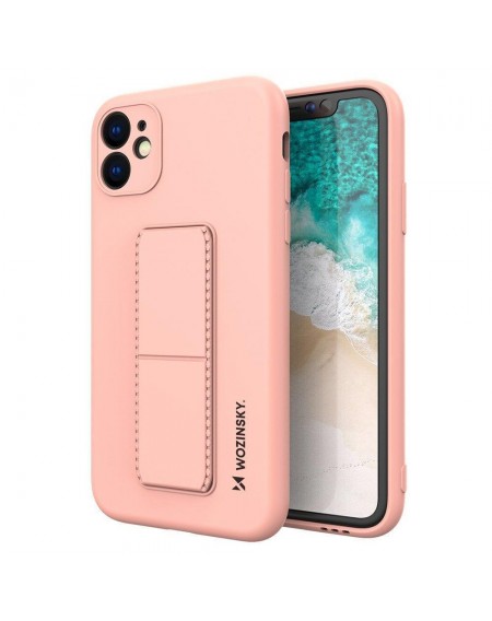 Wozinsky Kickstand Case silicone case with stand for iPhone 11 pink