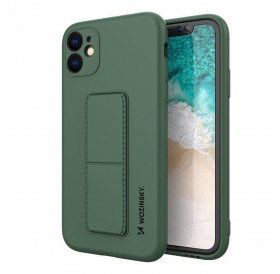 Wozinsky Kickstand Case silicone case with stand for iPhone 11 Pro dark green