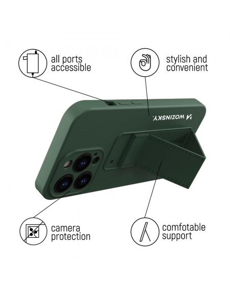 Wozinsky Kickstand Case silicone case with stand for iPhone 11 Pro Max dark green