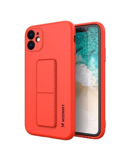 Wozinsky Kickstand Case silicone case with stand for iPhone 12 mini red