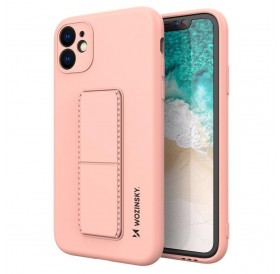 Wozinsky Kickstand Case silicone case with stand for iPhone 12 mini pink