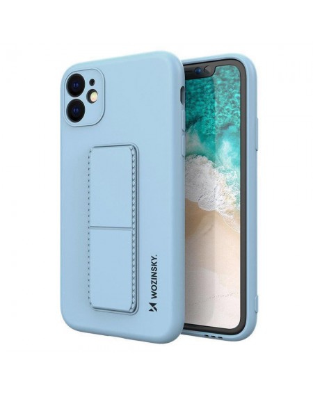Wozinsky Kickstand Case silicone case with stand for iPhone 12 light blue