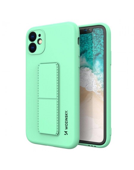 Wozinsky Kickstand Case silicone case with stand for iPhone 12 mint
