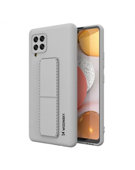 Wozinsky Kickstand Case Silicone Stand Cover for Samsung Galaxy A42 5G Gray