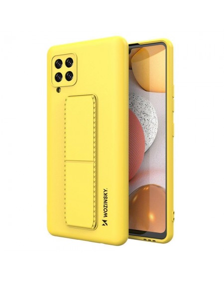 Wozinsky Kickstand Case Silicone Stand Cover for Samsung Galaxy A42 5G Yellow