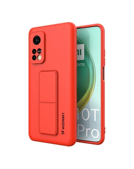 Wozinsky Kickstand Case Silicone Stand Cover for Xiaomi Mi 10T Pro / Mi 10T red