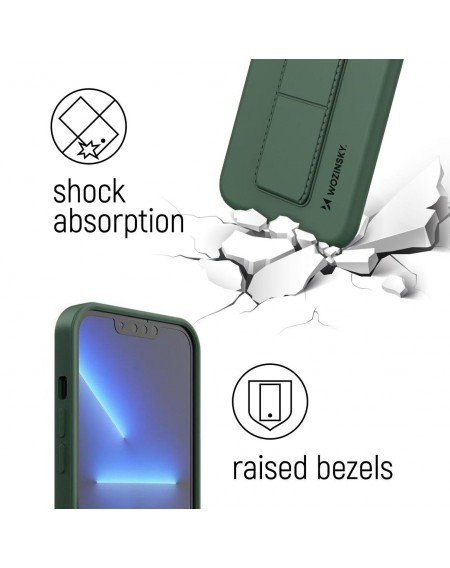 Wozinsky Kickstand Case Silicone Stand Cover for Xiaomi Redmi 10X 4G / Xiaomi Redmi Note 9 Gray