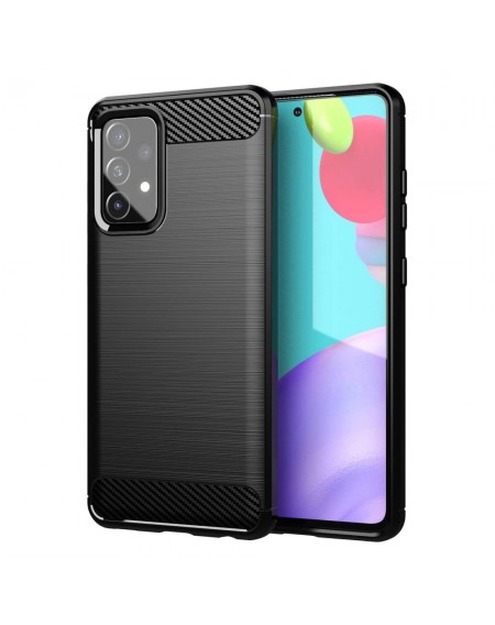 Carbon Case Flexible Cover TPU Case for Samsung Galaxy A72 4G black