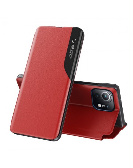 Eco Leather View Case elegant bookcase type case with kickstand for Xiaomi Mi 11 red